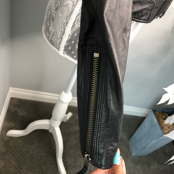 Joie Leather & Shearling Jacket (Ailey e) - Picture 7 of 14